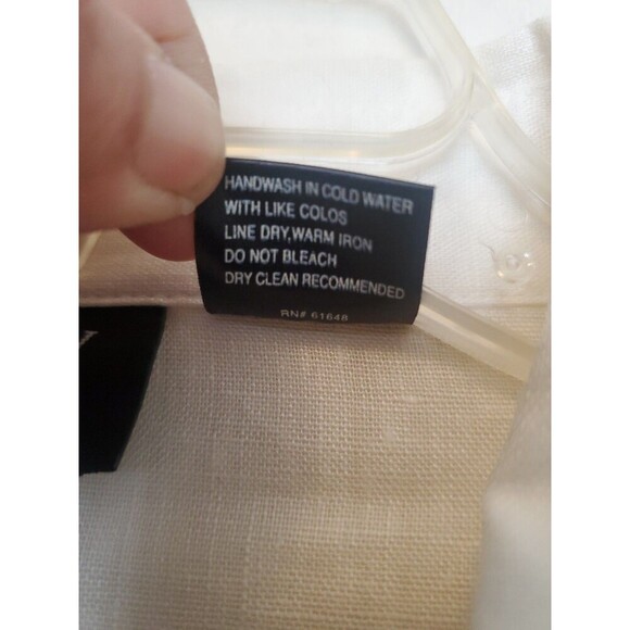 Finity 100% Linen Shirt Open Front Button Up Tunic Collared Vintage Womens 2XL - Picture 4 of 16